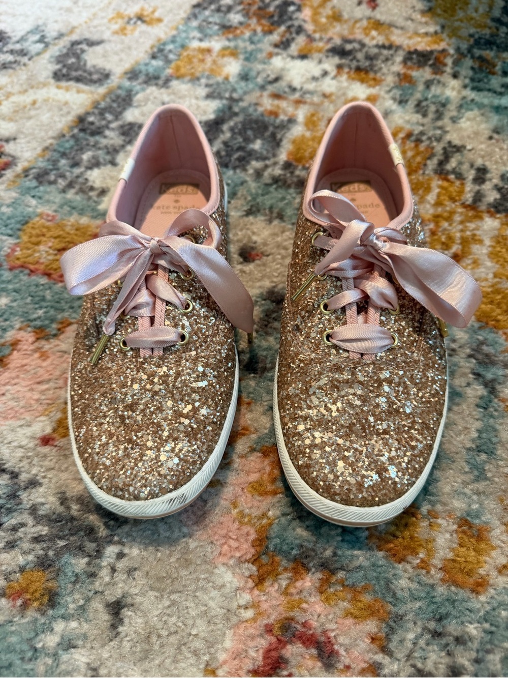 Kate Spade x Keds pink glitter sneakers